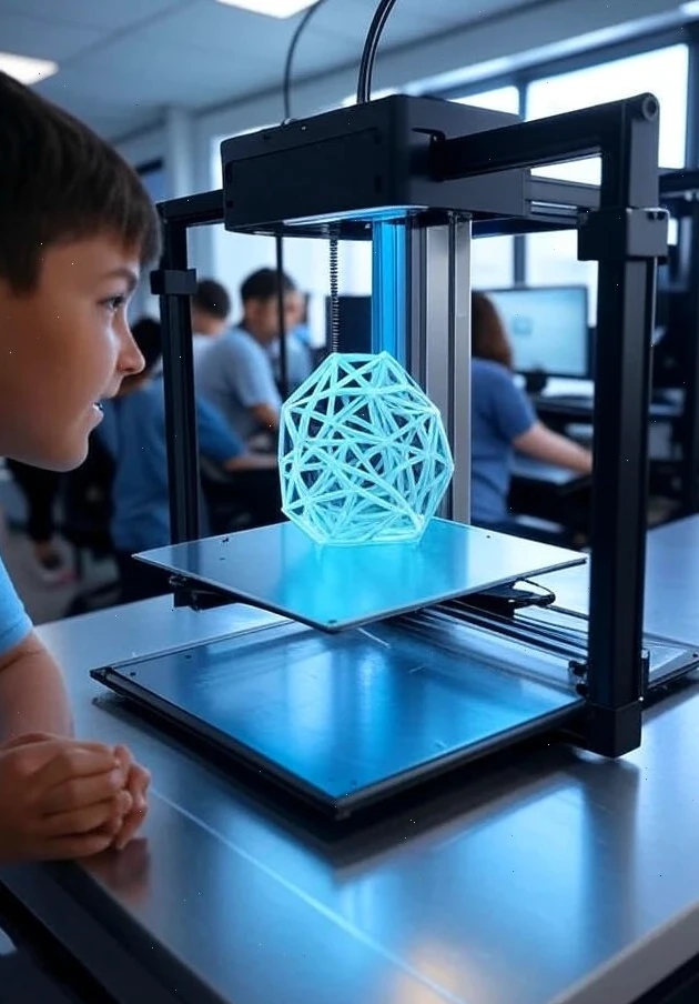 Študenti pracujú na 3D tlačiarni v triede v Bratislave
